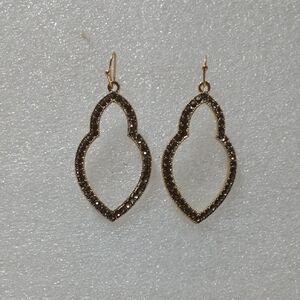 Gold Tone Rhinestone Earrings #A375